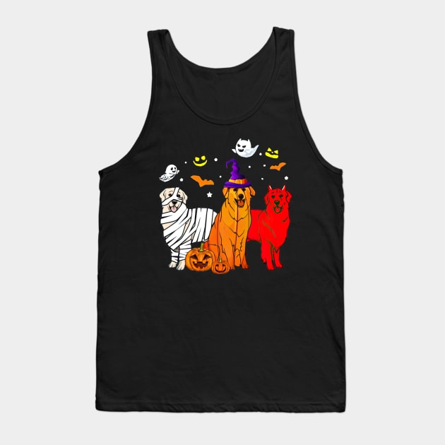 Funny Golden Retriever Mummy Witch Demon Halloween Tank Top by cyberpunk art